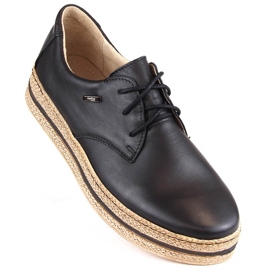 Udobne ženske kožne cipele na crnu platformu Helios 380.011 bež 1