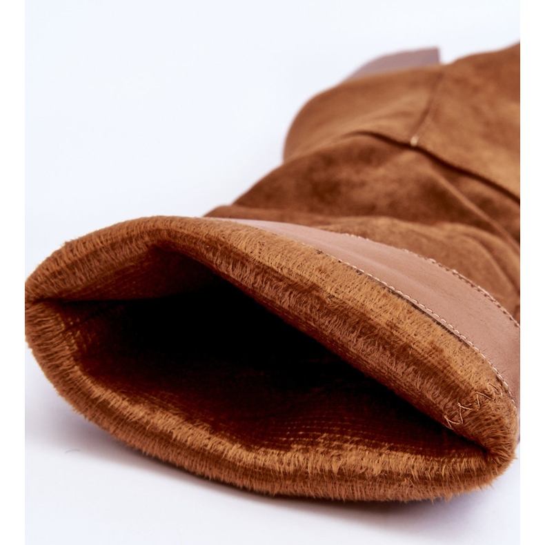 FJ1 Smeđe Virdana čizme od brušene kože s masivnom petom smeđa 2