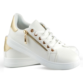 Bijele sportske cipele sa zlatnim patentnim zatvaračem bijela 2