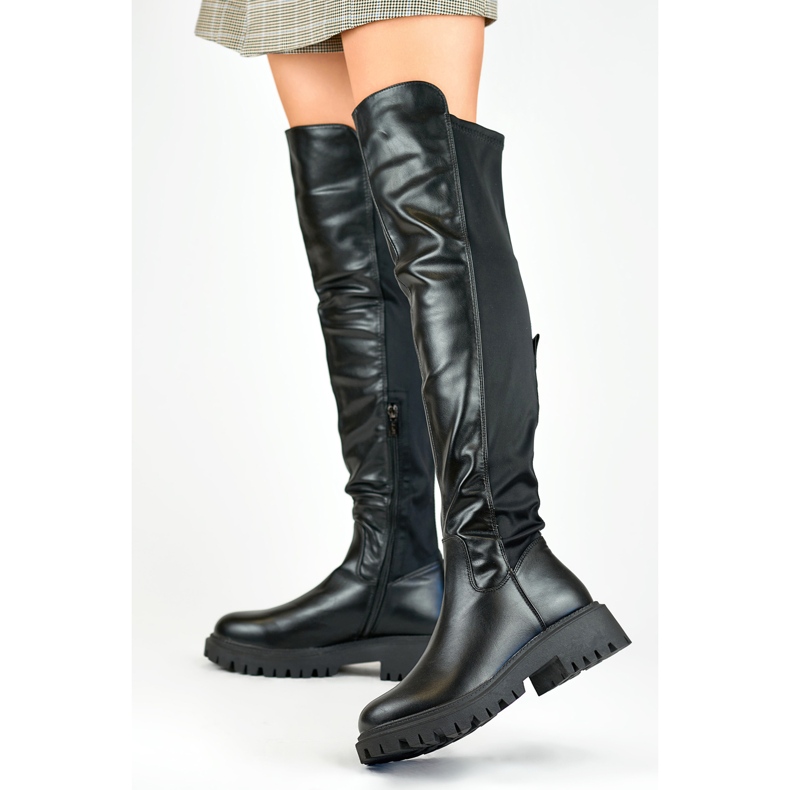 Viris crne elastične ženske čizme crno 1