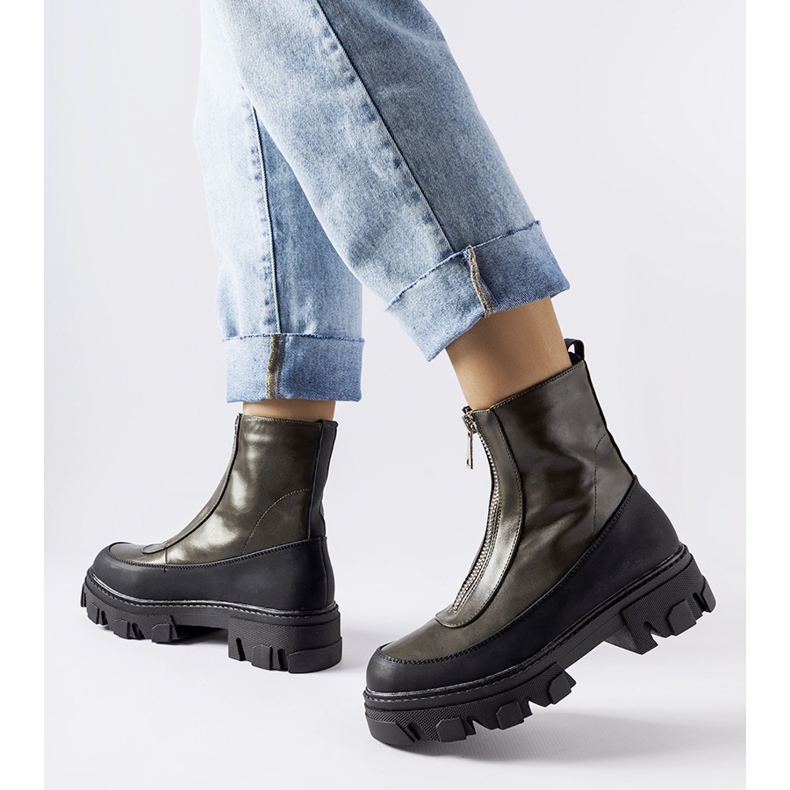 Tamnozelene masivne gležnjače s Morley patentnim zatvaračem zelena 1