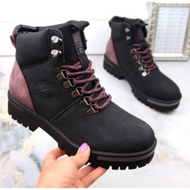 Ženske crne čizme na vezanje Big Star MM274318 crno 1