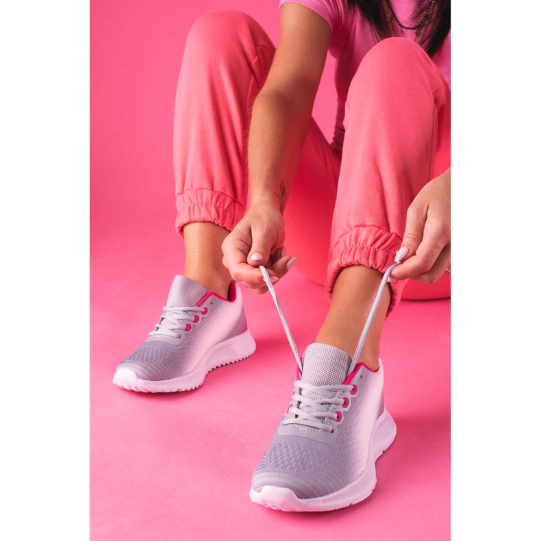 Bijelo-sive ženske sportske tenisice Shelovet s vezicama bijela siva 2