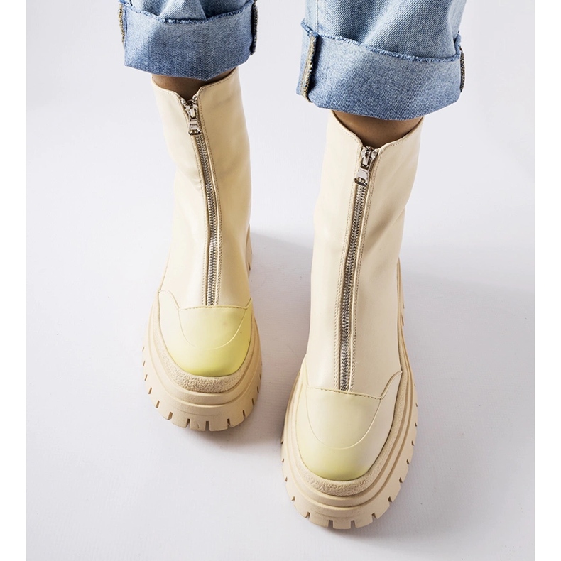 Bež masivne gležnjače s patentnim zatvaračem Bergamo 1