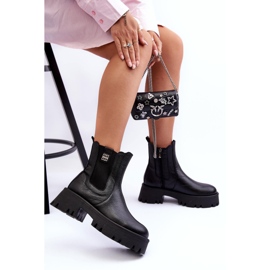 Lemar Kožne Chelsea čizme na masivnoj platformi, Black Lisencca crna 1