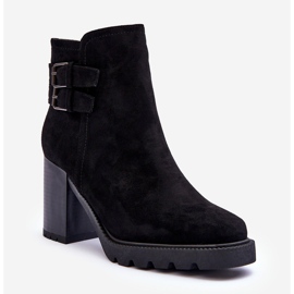 Gležnjače s visokom petom od brušene kože crne Makeline crna 1