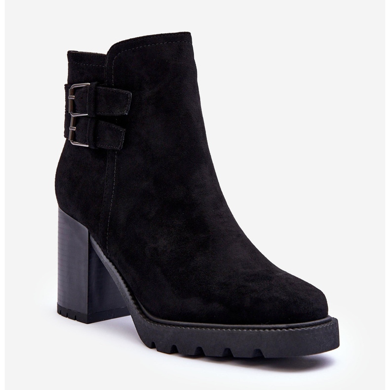 Gležnjače s visokom petom od brušene kože crne Makeline crna 1