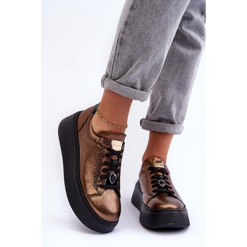 Kožne sportske cipele na platformu Maciejka 06191-24 Copper smeđa 1