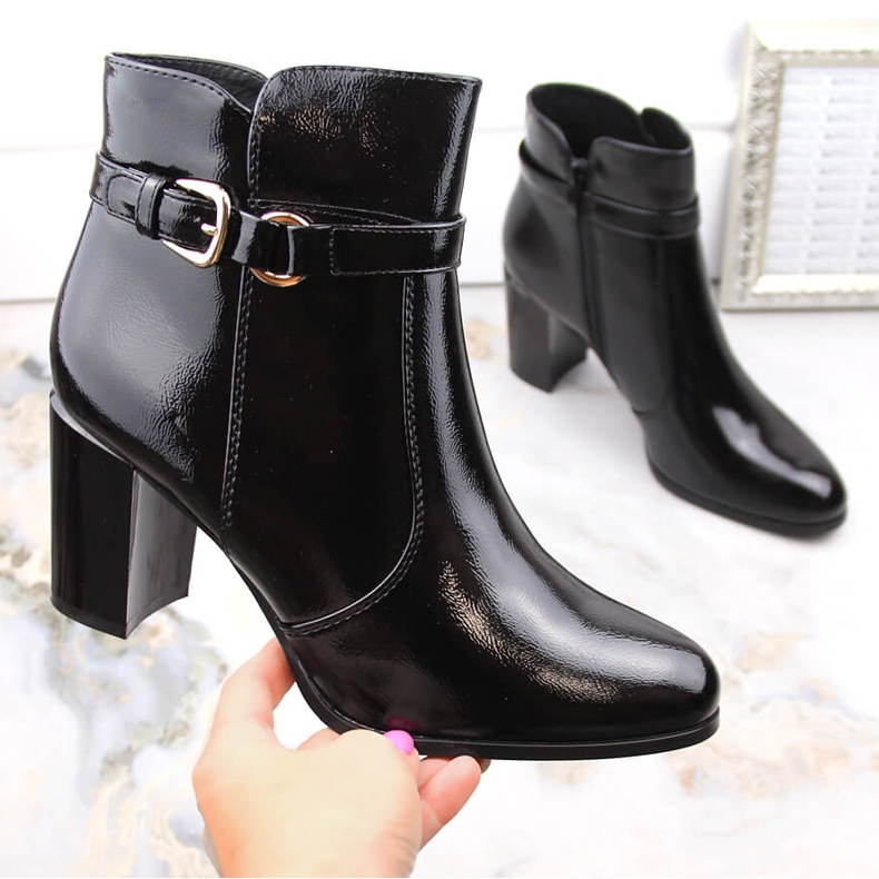 Ženske lakirane izolirane gležnjače, crne, Sergio Leone BT324 crna 1