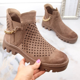 Ženske antilop smeđe radničke čizme Potocki 12028 bež 1