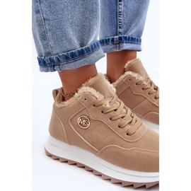 Izolirane kožne tenisice s platformom tamno bež adite 1