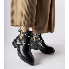 Crne gležnjače s izrezom i Asker biserima crno 1