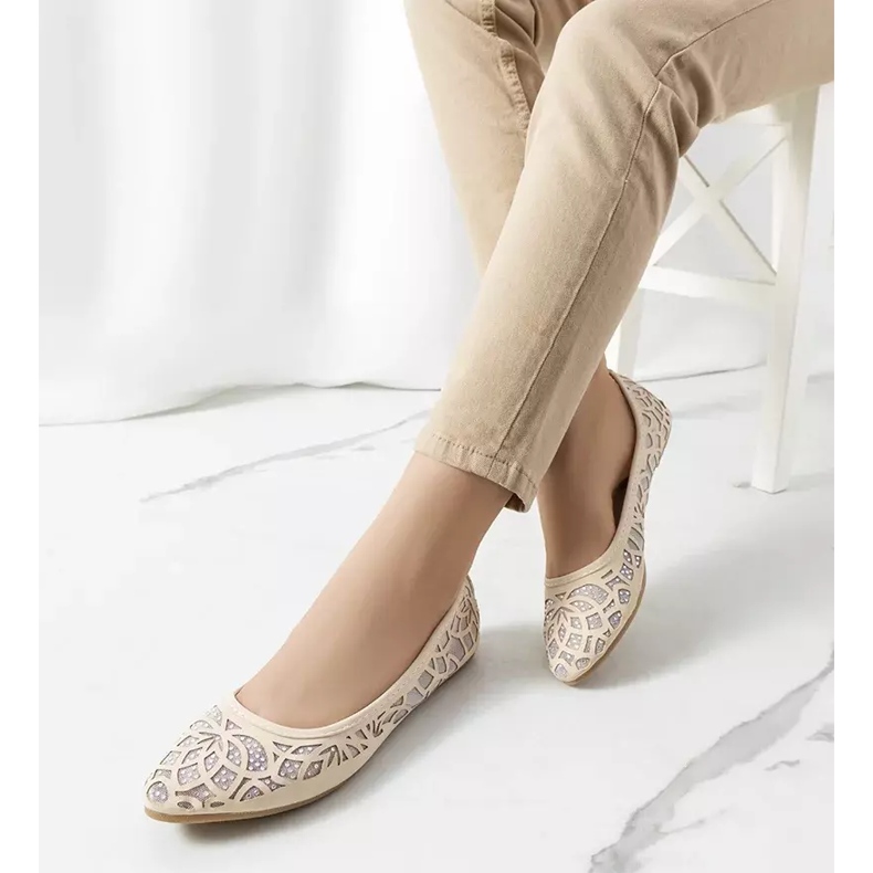 PA1 Lavarin bež ažur balerinke 2