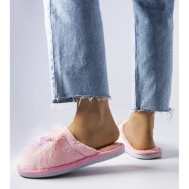Roze tople papuče s Moly cvjetićima ružičasta 2