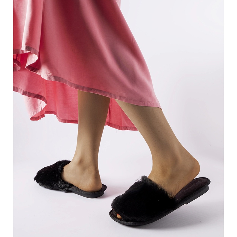 Inblu Giacomo crne papuče s krznom crno 2