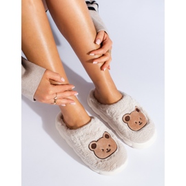 Bež krznene papuče s medvjedićem marke Shelovet 1