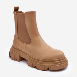 Bež Solita kožne Chelsea čizme na ravnu petu i platformu 2