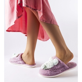 Ljubičasto zelene meke papuče Bee ljubičasta 2