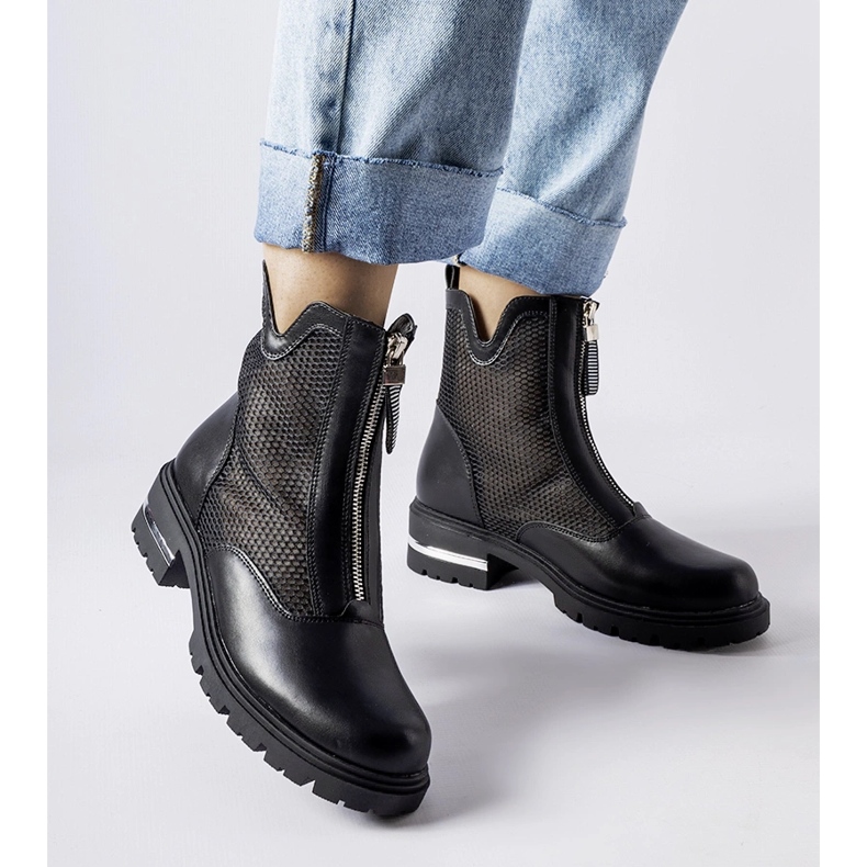 Crne ažurne Cavour gležnjače crno 1