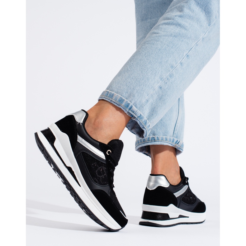 Crne ženske tenisice s bijelim Shelovet umetkom crna 2