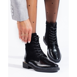 Crne ženske radničke čizme Shelovet na vezanje crna 2