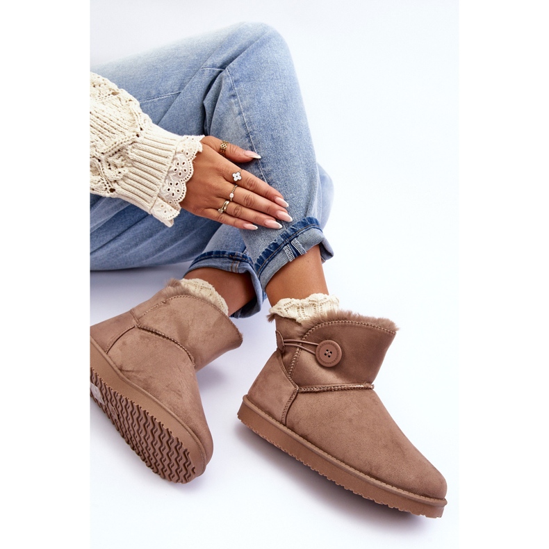 Izolirane ženske čizme za snijeg s ukrasom, tamno bež Siriol 1