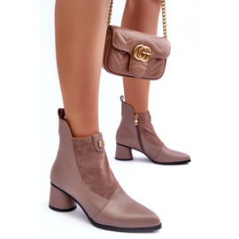 Kožne čizme na visoku petu S.Barski MR870-96 Bež 1