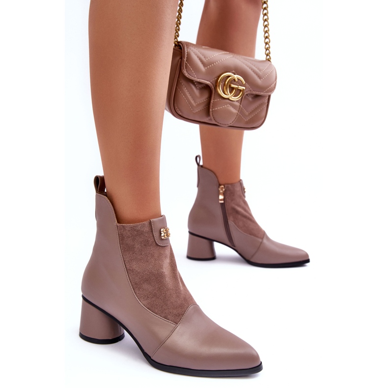 Kožne čizme na visoku petu S.Barski MR870-96 Bež 1