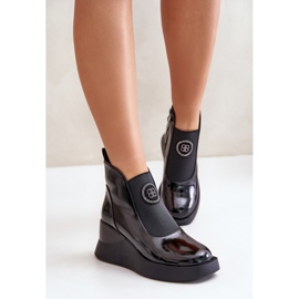 Kožne čizme na wedge S.Barski MR870-22 crne crna 2