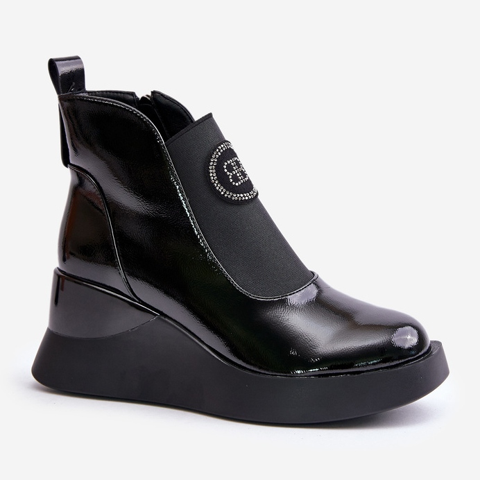 Kožne čizme na wedge S.Barski MR870-22 crne crno 1