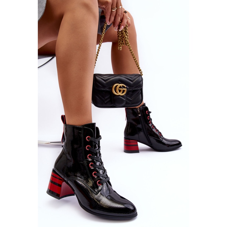 Lakirane čizme na visoku petu S.Barski MR870-49 crne crno 2