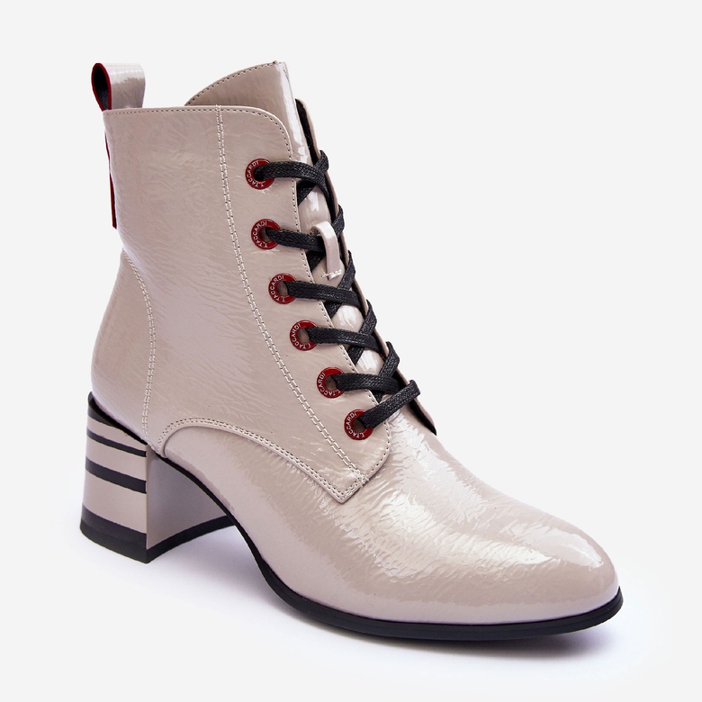 Lakirane čizme na visoku petu S.Barski MR870-49 Svijetlo sive siva 2