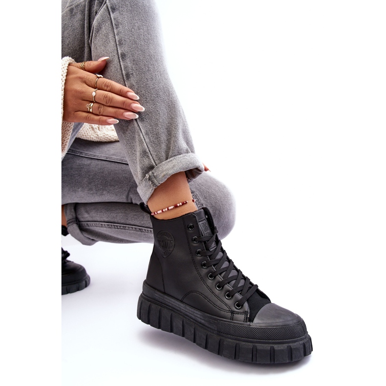 Izolirane kožne tenisice s patentnim zatvaračem Big Star MM274625 crne crno 1