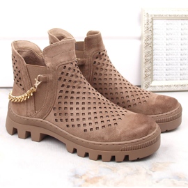 Gležnjače od brušene kože Potocki W WOL179B, smeđe smeđa 2