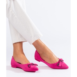 Balerinke od brušene kože sa Shelovet mašnom ružičasta 1
