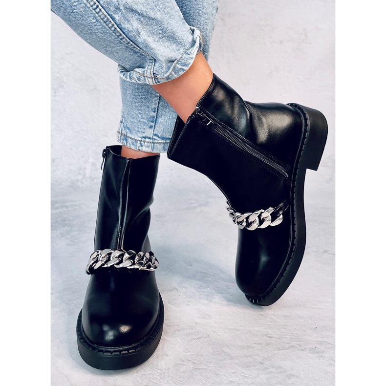 Foster crne ženske gležnjače s lancem crno 1