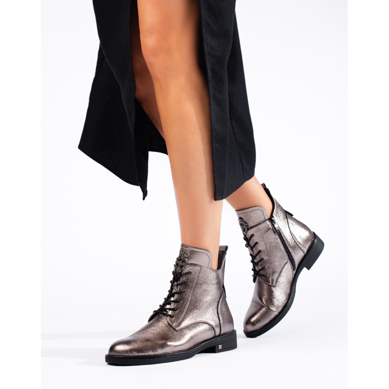 W. Potocki Potocki srebrne ravne čizme smeđa 1