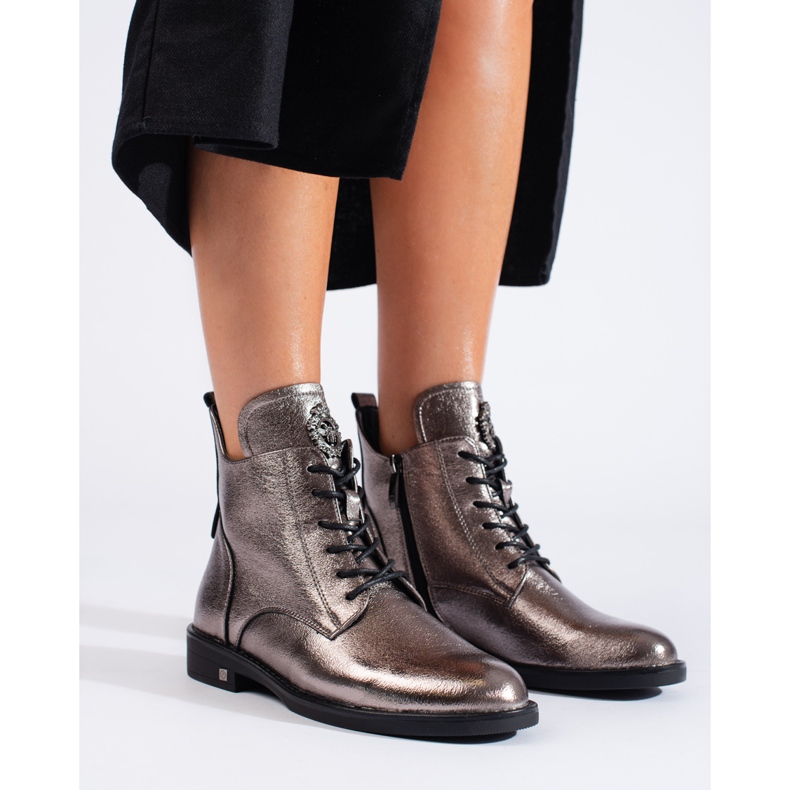 W. Potocki Potocki srebrne ravne čizme smeđa 2