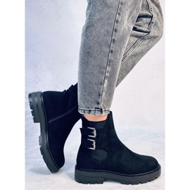 Lanier crne gležnjače od brušene kože crno 2