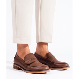 Shelovet smeđe ženske mokasine na nisku petu smeđa 2