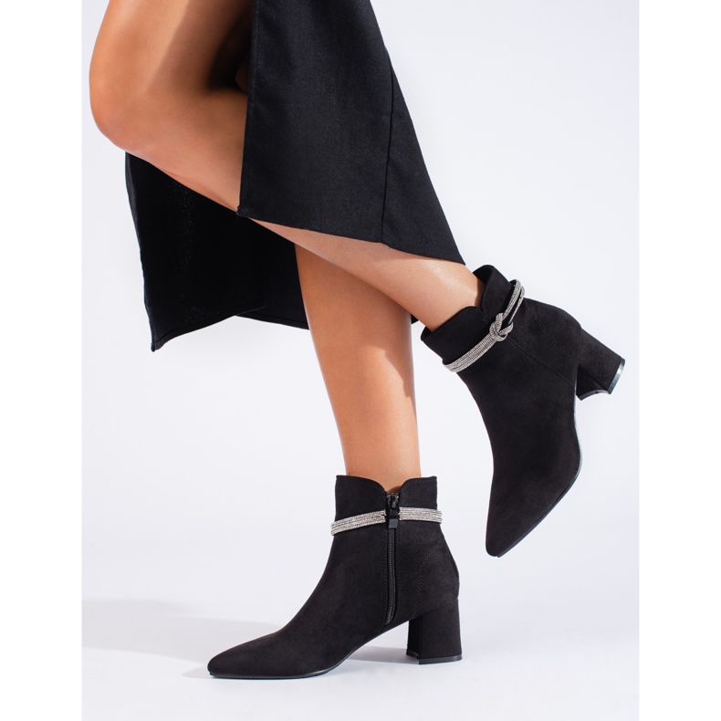 Shelovet crne klasične ženske gležnjače od brušene kože crna 1