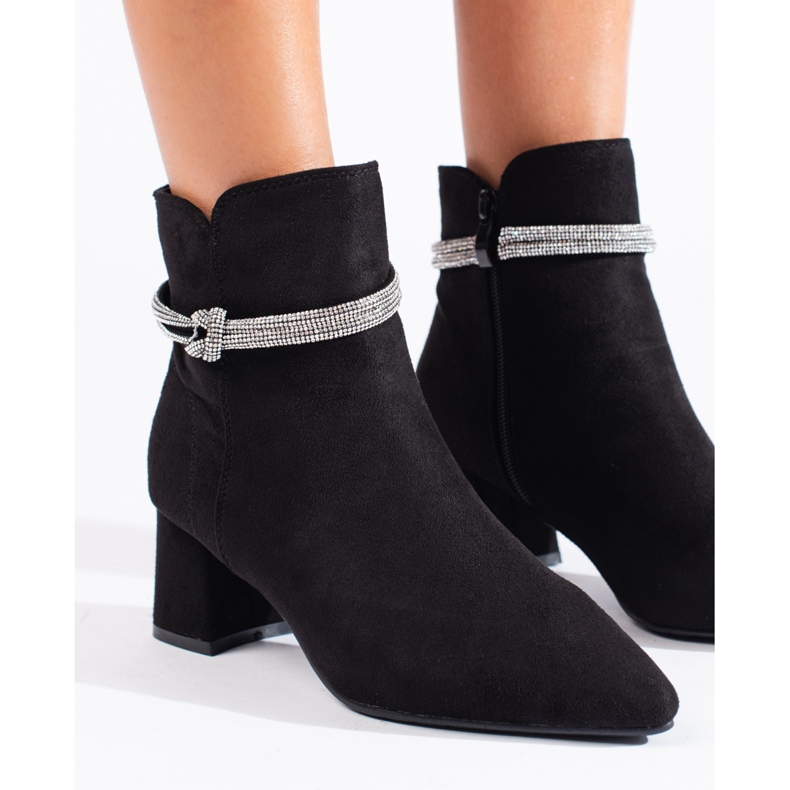 Shelovet crne klasične ženske gležnjače od brušene kože crno 2