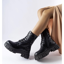 Crne radničke čizme ukrašene prošivanjem Fiacre crno 2