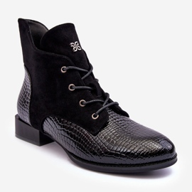 Vinceza Kožne ravne cipele s crnim životinjskim uzorkom Tianeta crno 1