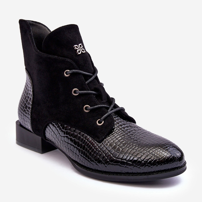 Vinceza Kožne ravne cipele s crnim životinjskim uzorkom Tianeta crno 1