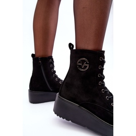 Vinceza Radničke gležnjače od brušene kože na masivnoj platformi crne Lavice crna 1