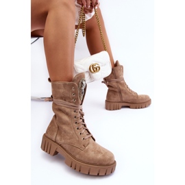 PS1 Radničke gležnjače od brušene kože s ukrasom od nakita, tamno bež Marx 1