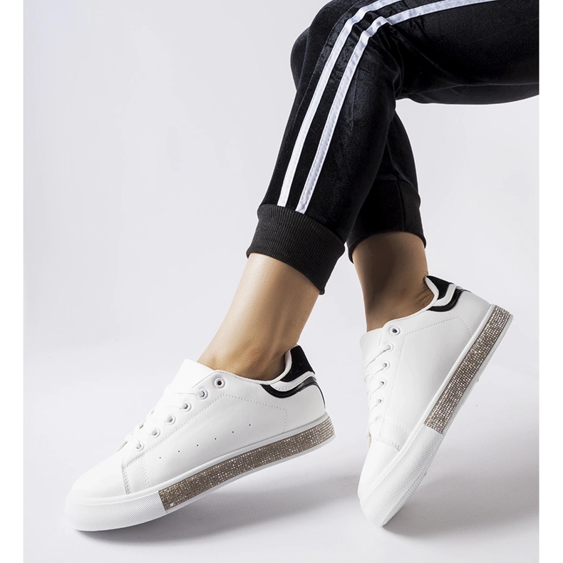 Bijelo-crne Dina tenisice sa štrasom bijela 2