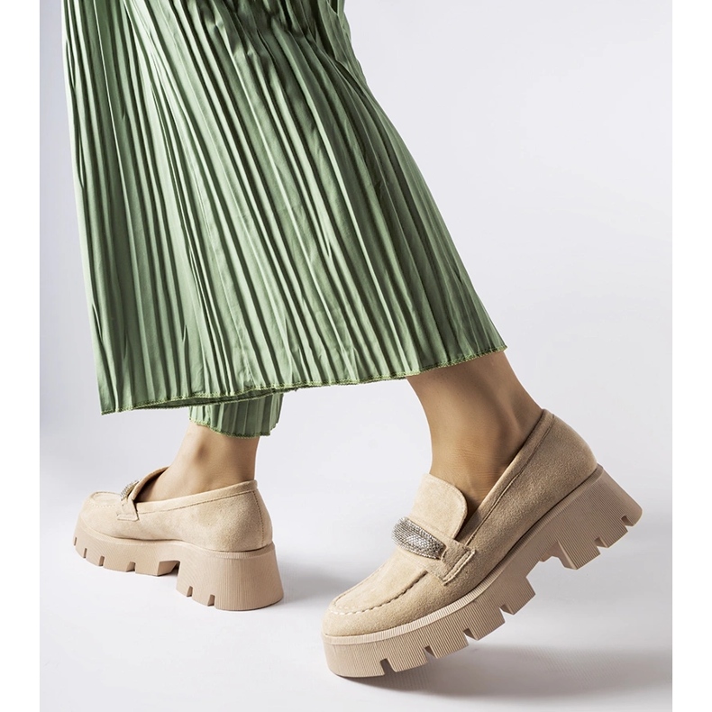 Bež mokasine s masivnim Macario potplatom 1