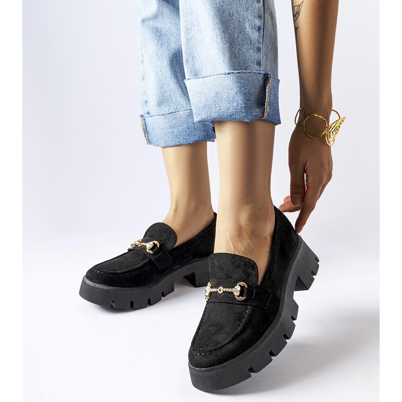 Crne mokasine s kopčom i kamenčićima marke Gaiola crna 1